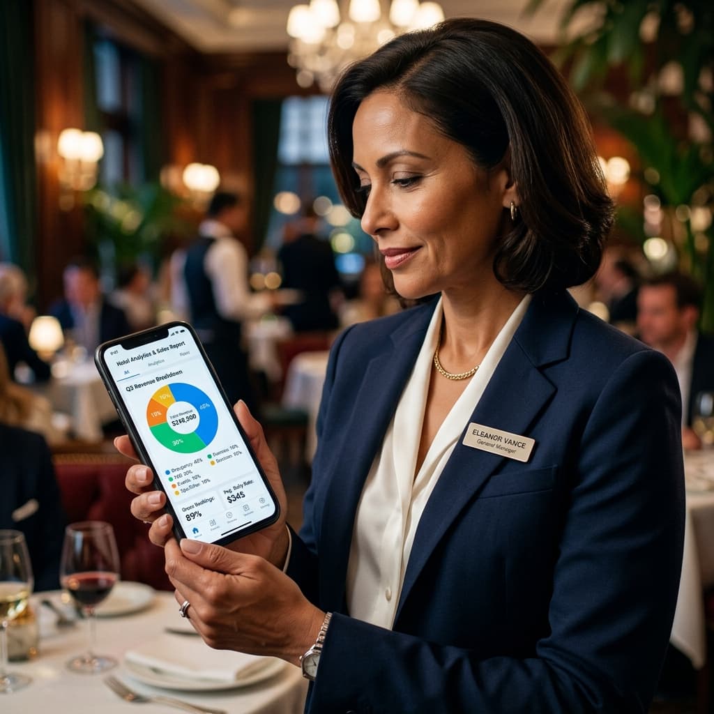 Owner checking Analytics on Mobile App in real-time