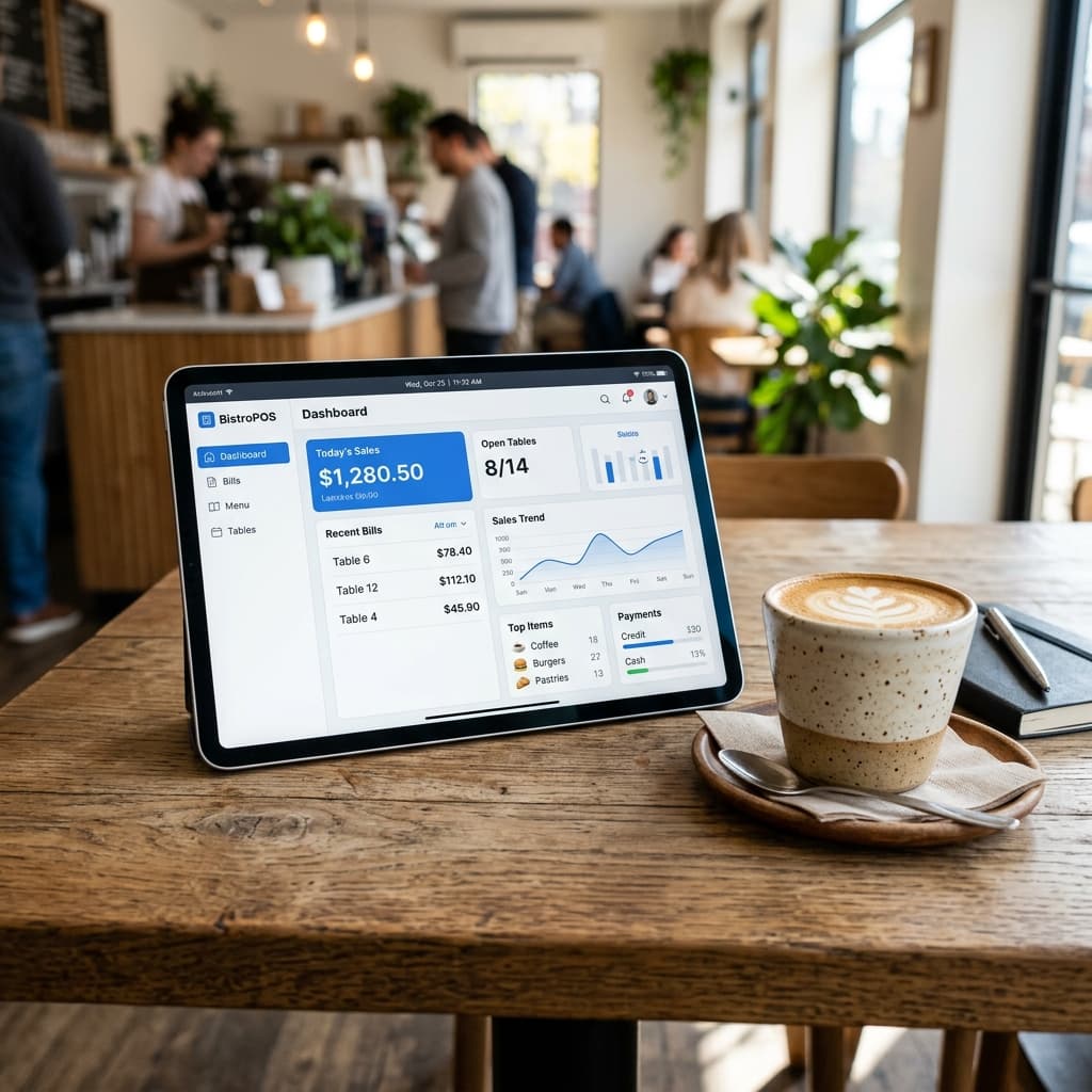 Restaurant staff processing split billing on iPad POS